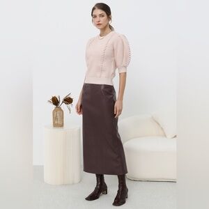 Faux leather burgundy maxi skirt NWOT